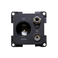 Enchufe 12V + Conexión Antena TV + SAT marrón.