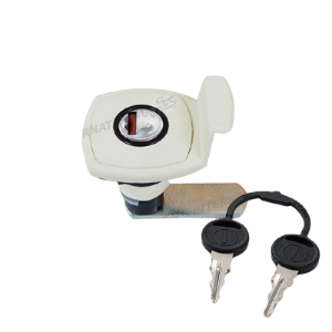 Cerradura cuadrada blanca con asa