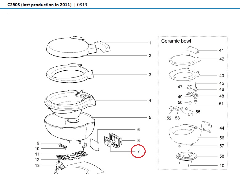 Panel de control SN para WC Thetford C250/262/263 - Imagen 4