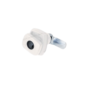 Cerradura rectangular a compresión blanca sin cilindro