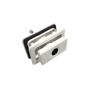 Cerradura rectangular blanca sin cilindro