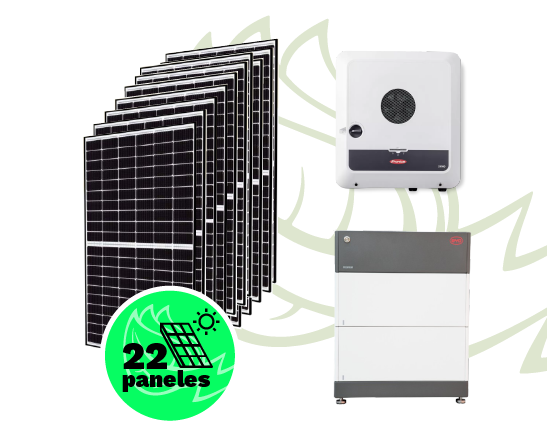 Kit solar autoconsumo con backup de 10,1 kWp trifásico Fronius.