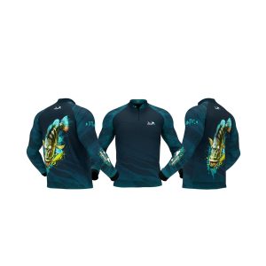 Camiseta de Pesca Presa Viva Protección UV 30+ Tucunaré Azul